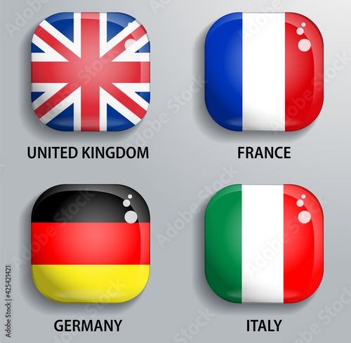 Free Download Glass buttons flags of European states - GFXLoad