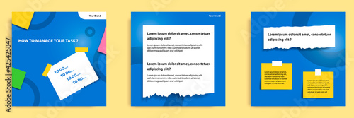 Social media tutorial, tips, trick, did you know post banner layout template with sticky paper note clips design element. Vector illustration