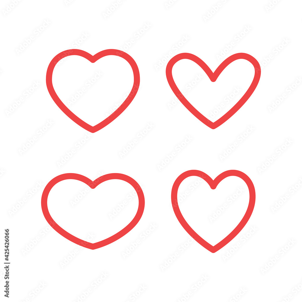 Hearts vector icon collection. Valentine's day romance symbols.