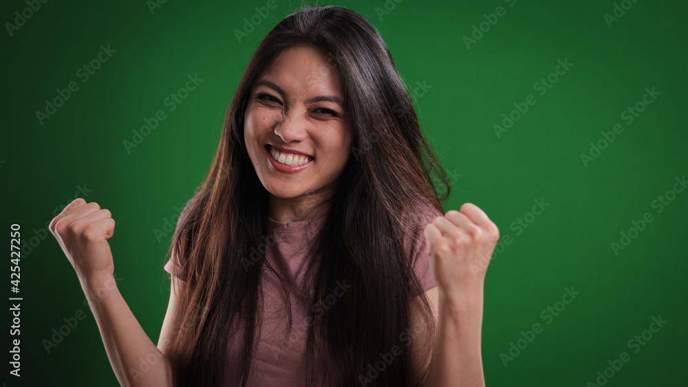 Young woman is happy like crazy - studio photography Young woman is happy like crazy - studio photography
