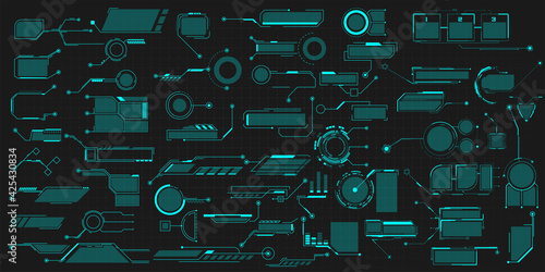 Callouts titles UI, UX. Callout bar labels, information call box bars and modern digital info. Tech digital info boxes hud templates. Futuristic set advertising communication. Vector illustration
