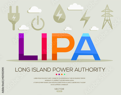 LIPA mean (Long Island Power Authority) Energy acronyms ,letters and icons ,Vector illustration. 