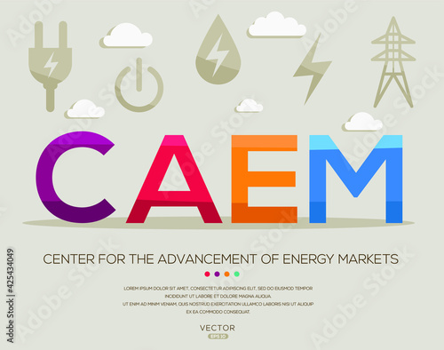 CAEM mean (Center for the Advancement of Energy Markets) Energy acronyms ,letters and icons ,Vector illustration.

