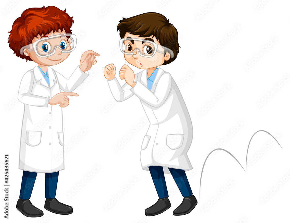 Two young scientist doing jumping experiment Two young scientist doing jumping experiment