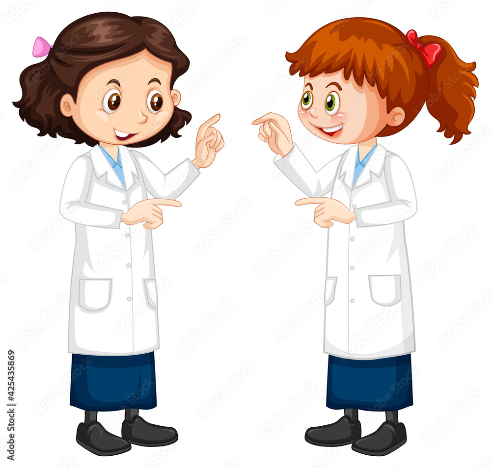 Two young scientist talking each other Two young scientist talking each other