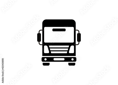 Big vehicle front view. Simple illustration in black and white.