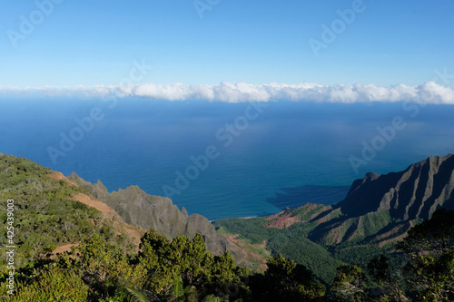 The Kalalau Valley shines in the morning light