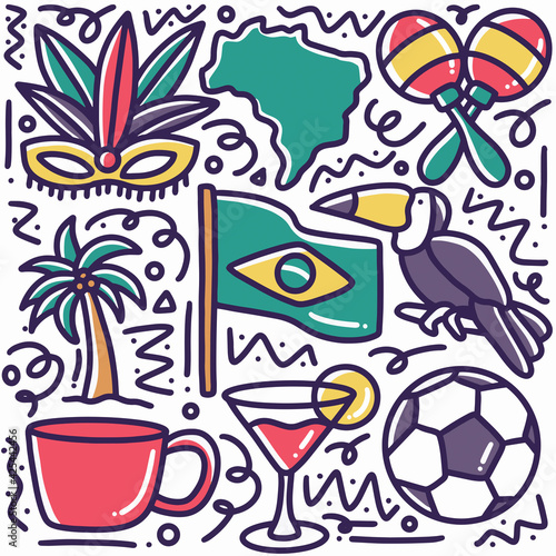 hand drawn doodle brazil holiday