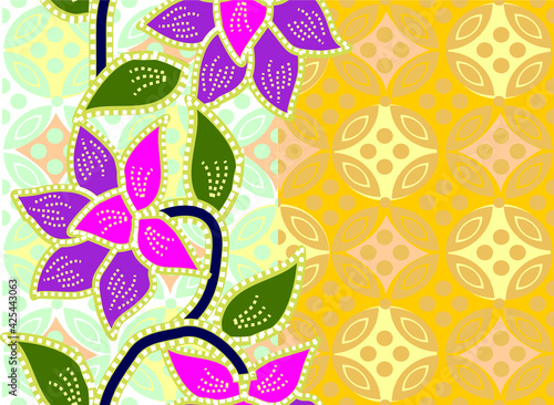 Batik Indonesian: is a technique of wax-resist dyeing applied to whole cloth, or cloth made using this technique originated from Indonesia. EPS 10