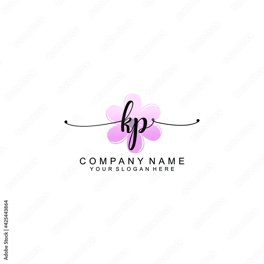KP Initials handwritten minimalistic logo template vector KP Initials handwritten minimalistic logo template vector
