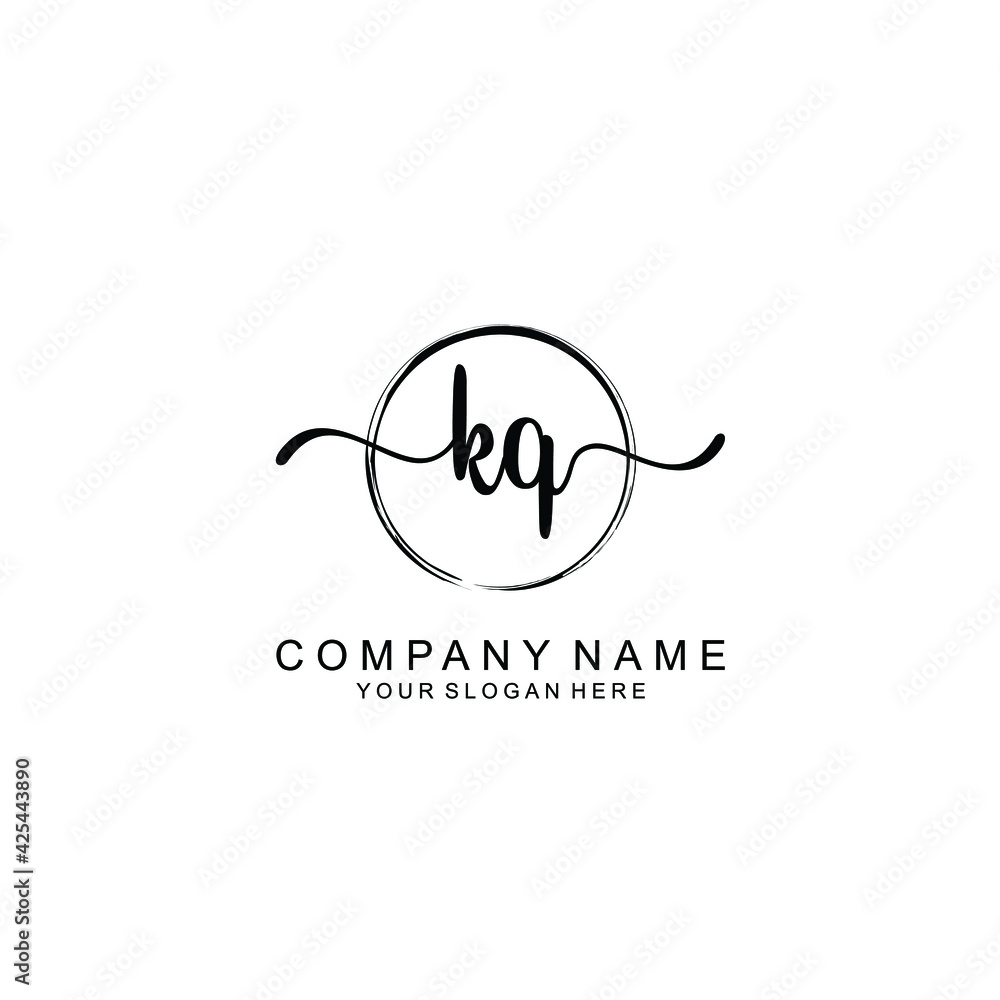 KQ Initials handwritten minimalistic logo template vector KQ Initials handwritten minimalistic logo template vector