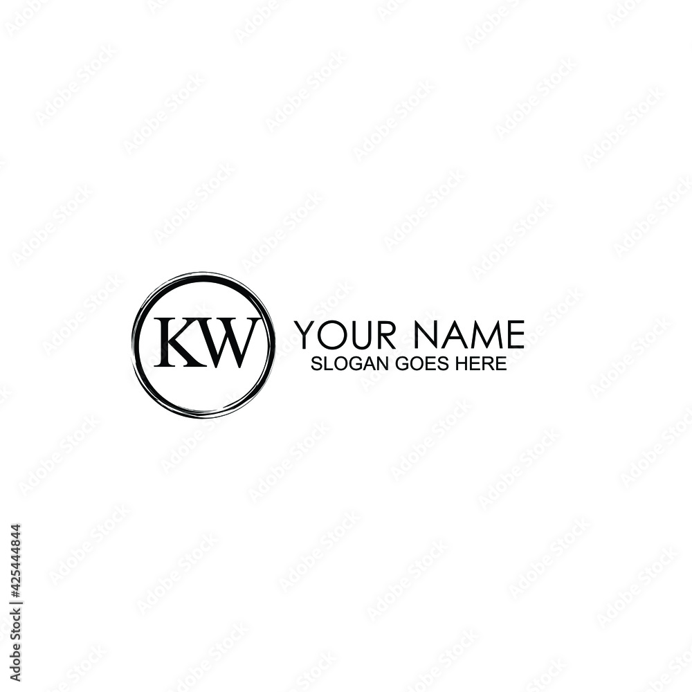 KW Initials handwritten minimalistic logo template vector