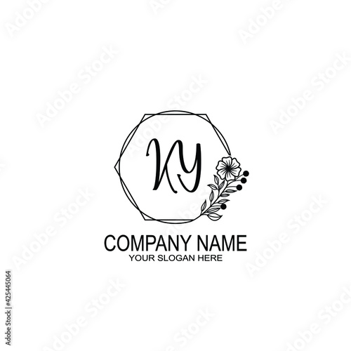 KY Initials handwritten minimalistic logo template vector	
 photo