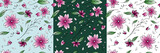 pattern spring with flowers and leaves