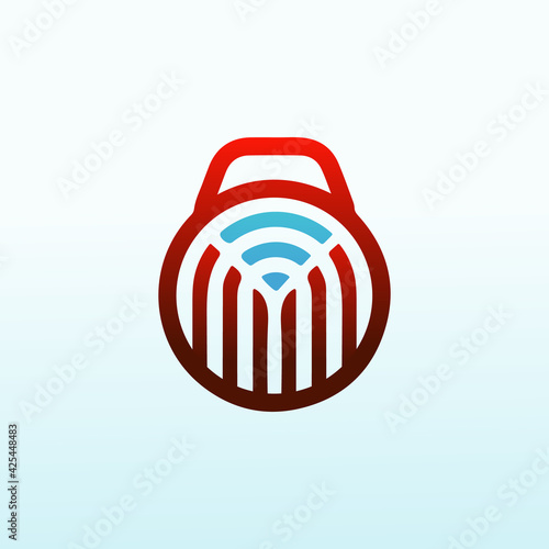 smart home networking vector fitness logo design with dumbbell icon