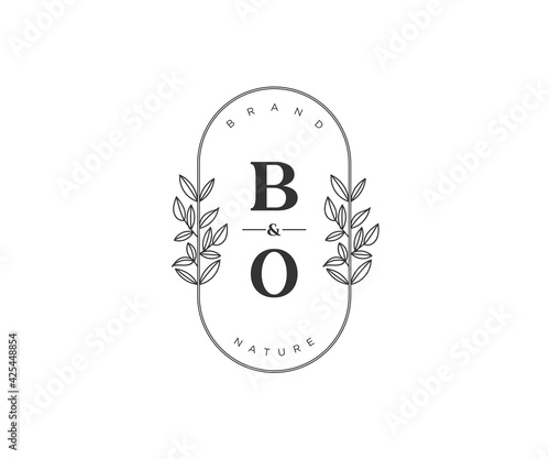 initial BO letters Beautiful floral feminine editable premade monoline logo suitable for spa salon skin hair beauty boutique and cosmetic company.