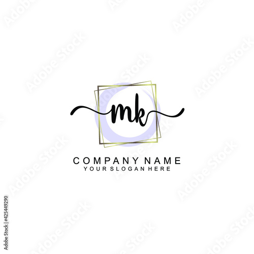 MK Initials handwritten minimalistic logo template vector