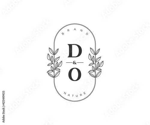 initial DO letters Beautiful floral feminine editable premade monoline logo suitable for spa salon skin hair beauty boutique and cosmetic company.
