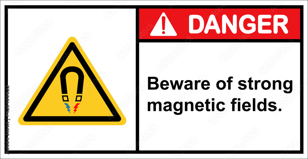 Magnetic field warning sign.,Beware of strong magnetic fields.,Danger sign Magnetic field warning sign.,Beware of strong magnetic fields.,Danger sign
