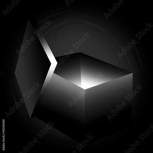 Abstract light from black box for celebration design. Stock image. Vector illustration. EPS 10.