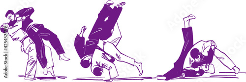 hand drawn illustration of the jiu jitsu warriors