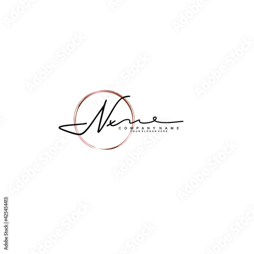 NX Initials handwritten minimalistic logo template vector