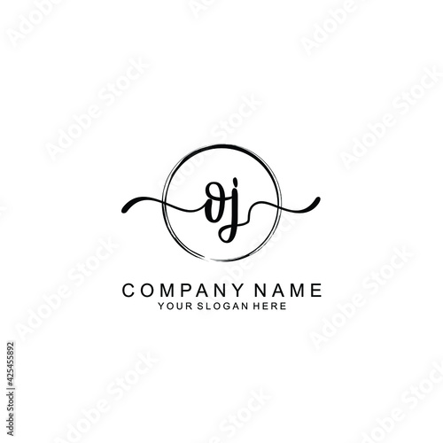 OJ Initials handwritten minimalistic logo template vector