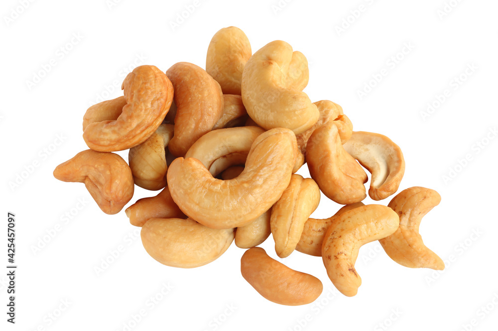 Fototapeta premium Roasted cashew nuts isolated on white background