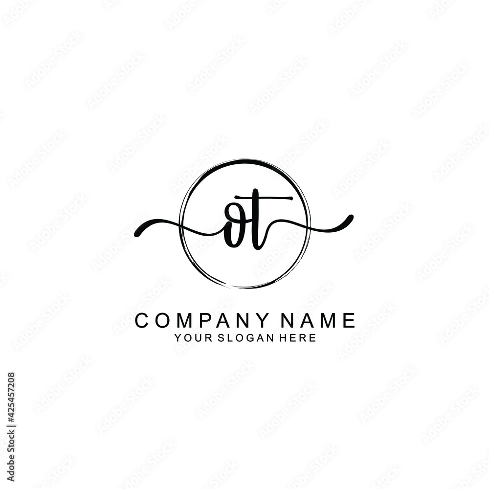 OT Initials handwritten minimalistic logo template vector OT Initials handwritten minimalistic logo template vector