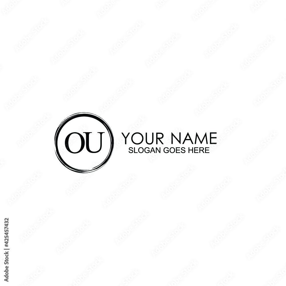 OU Initials handwritten minimalistic logo template vector