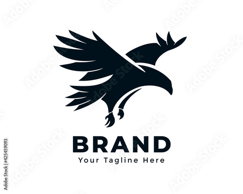 silhouette eagle hawk falcon bird fly illustration logo symbol inspiration