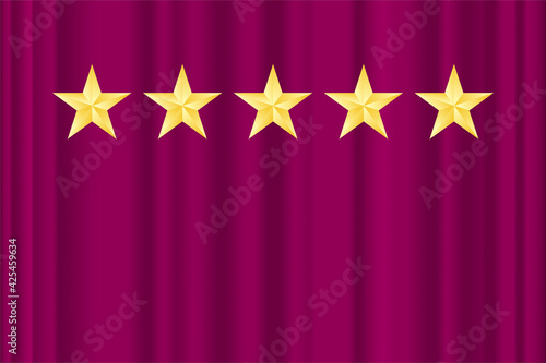 金色　5つ星とシルクの布　gold 5 star with silk