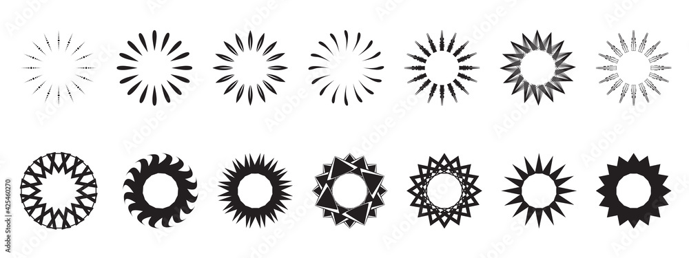 black and white flowers, circle, technology, object illustrator vector
