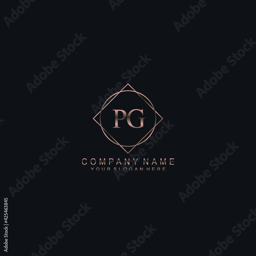 PG Initials handwritten minimalistic logo template vector © saturnus