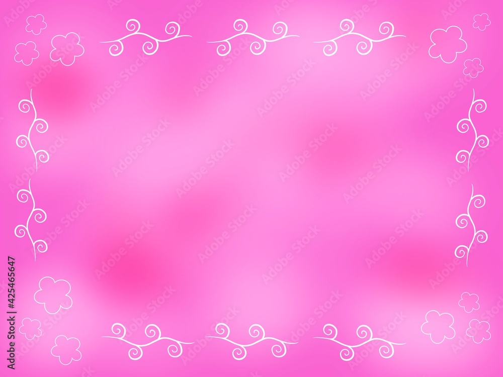 ピンクをベースとした花柄フレームの背景