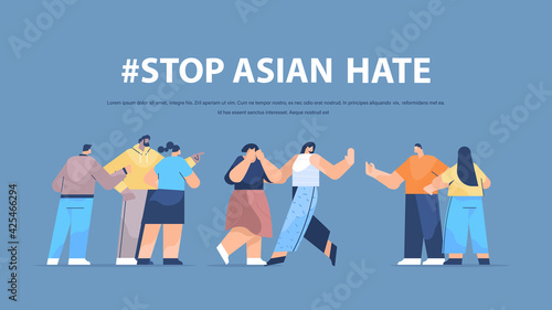 stop asian hate mix race people protesting against bullying and racism support during covid-19 coronavirus pandemic