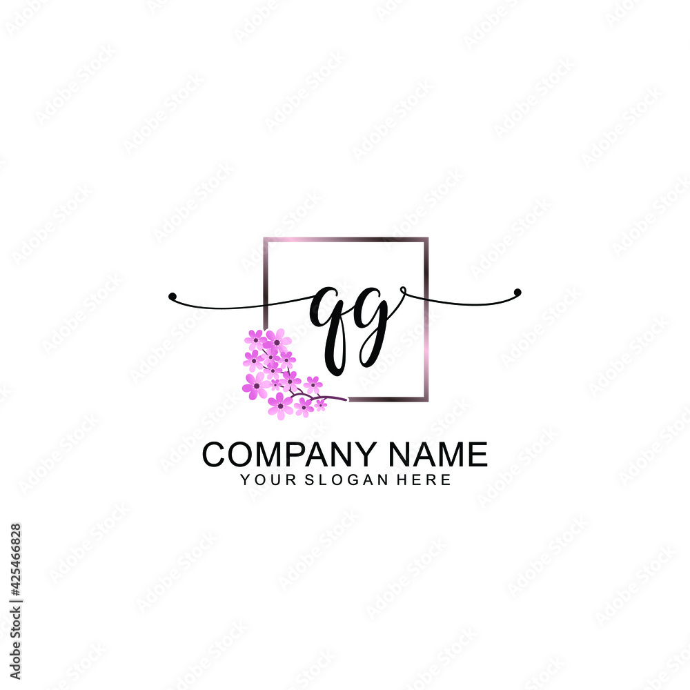 QG Initials handwritten minimalistic logo template vector