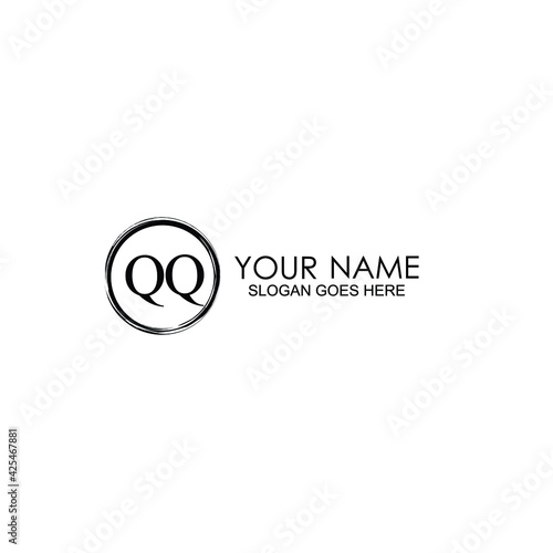 QQ Initials handwritten minimalistic logo template vector