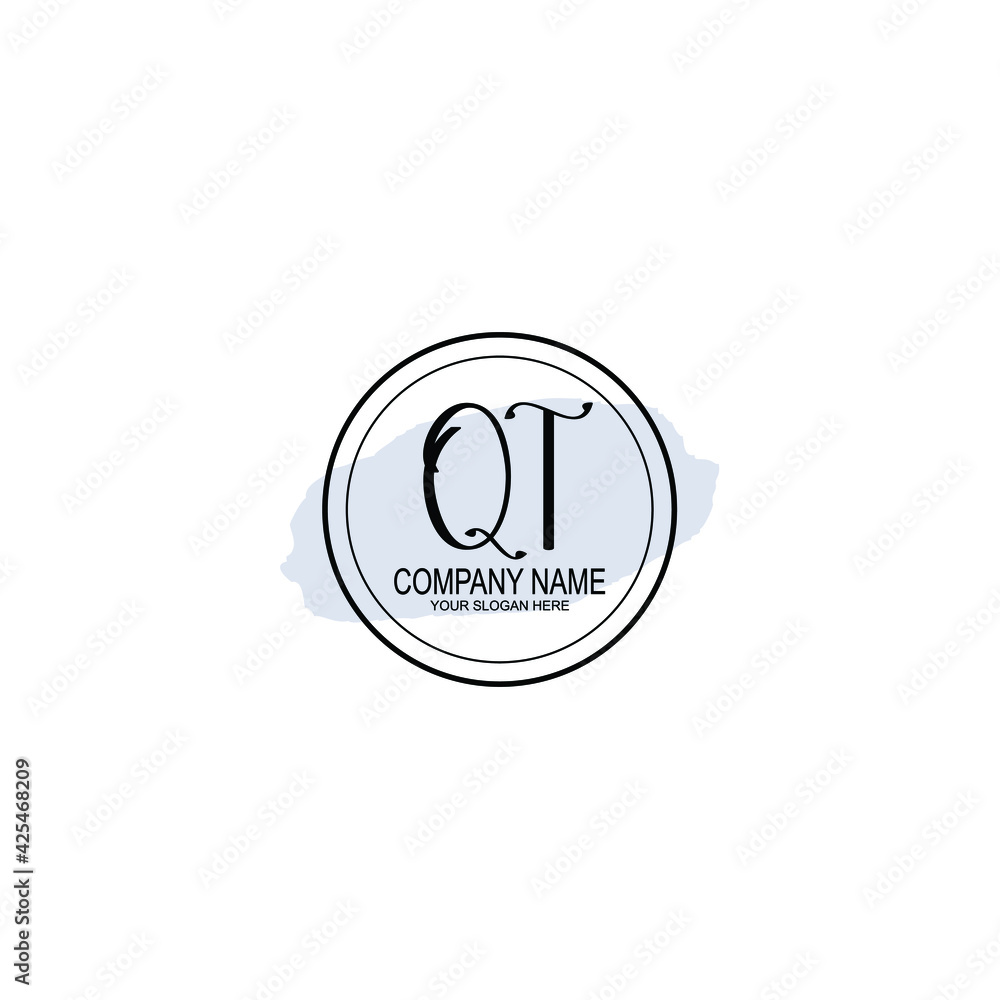 QT Initials handwritten minimalistic logo template vector QT Initials handwritten minimalistic logo template vector