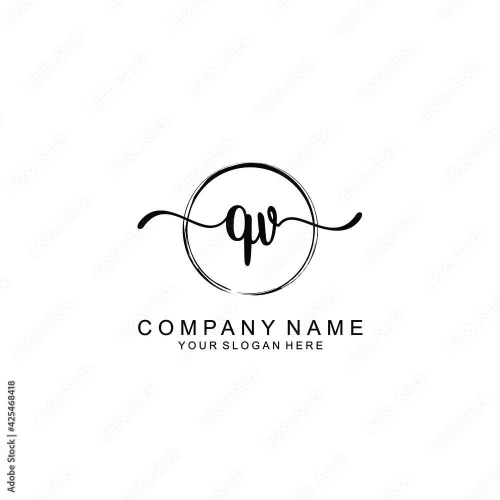 QV Initials handwritten minimalistic logo template vector QV Initials handwritten minimalistic logo template vector