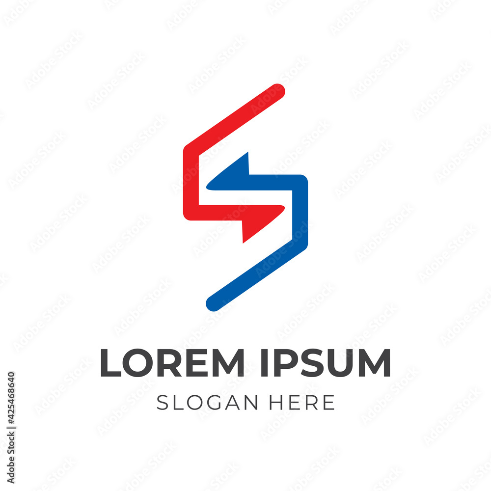 letter S logo vector with flat red and blue color style letter S logo vector with flat red and blue color style