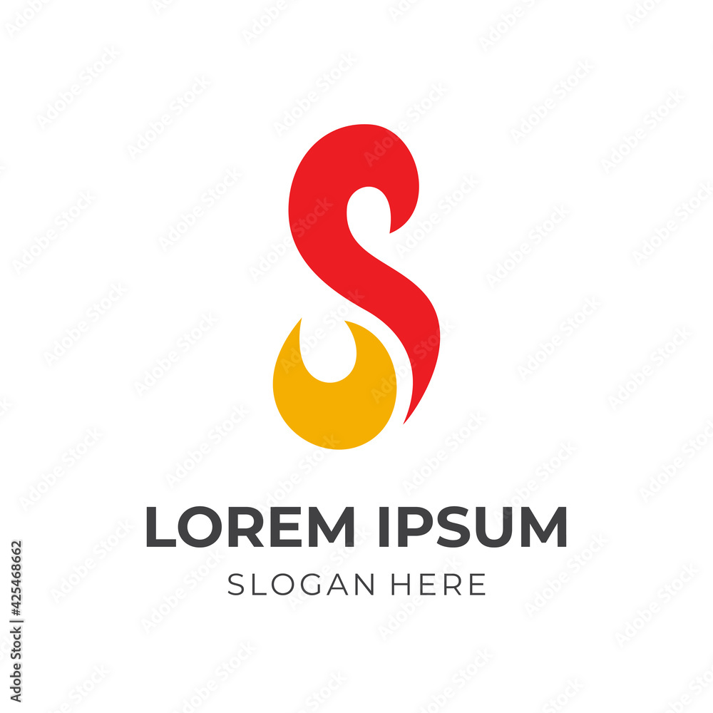 abstract letter S logo design with flat red and yellow color style abstract letter S logo design with flat red and yellow color style