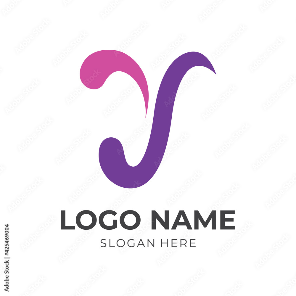 Fototapeta premium simple letter Y logo template with flat purple color style.