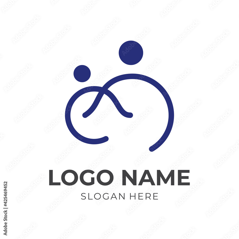 people logo design template concept vector with flat blue color style people logo design template concept vector with flat blue color style