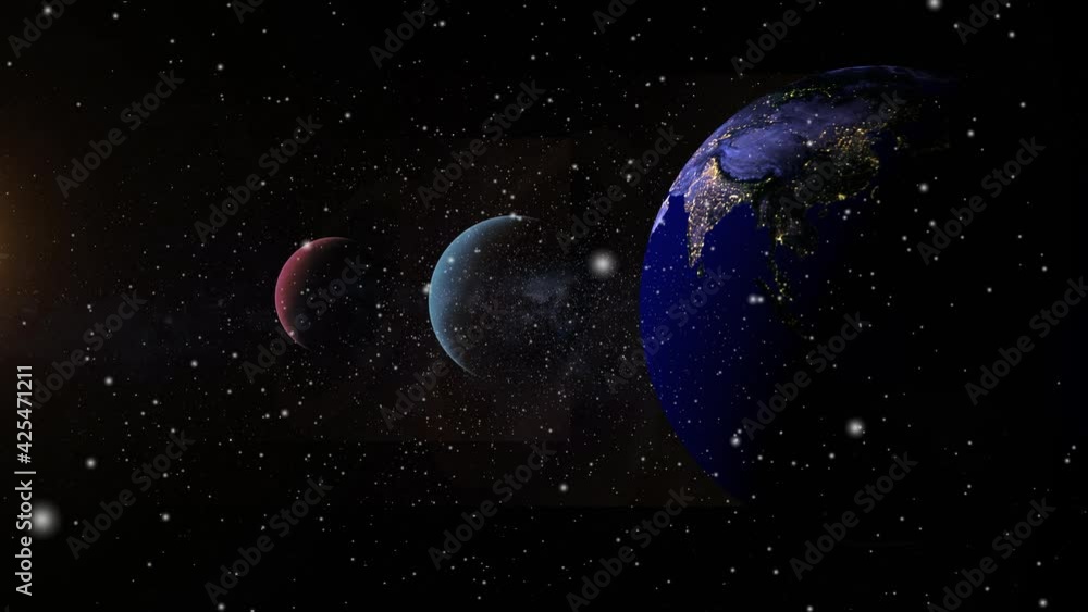 rotation of the planet earth with other planets, solar system. rotation of the planet earth with other planets, solar system.