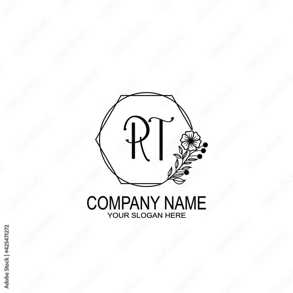 RT Initials handwritten minimalistic logo template vector RT Initials handwritten minimalistic logo template vector