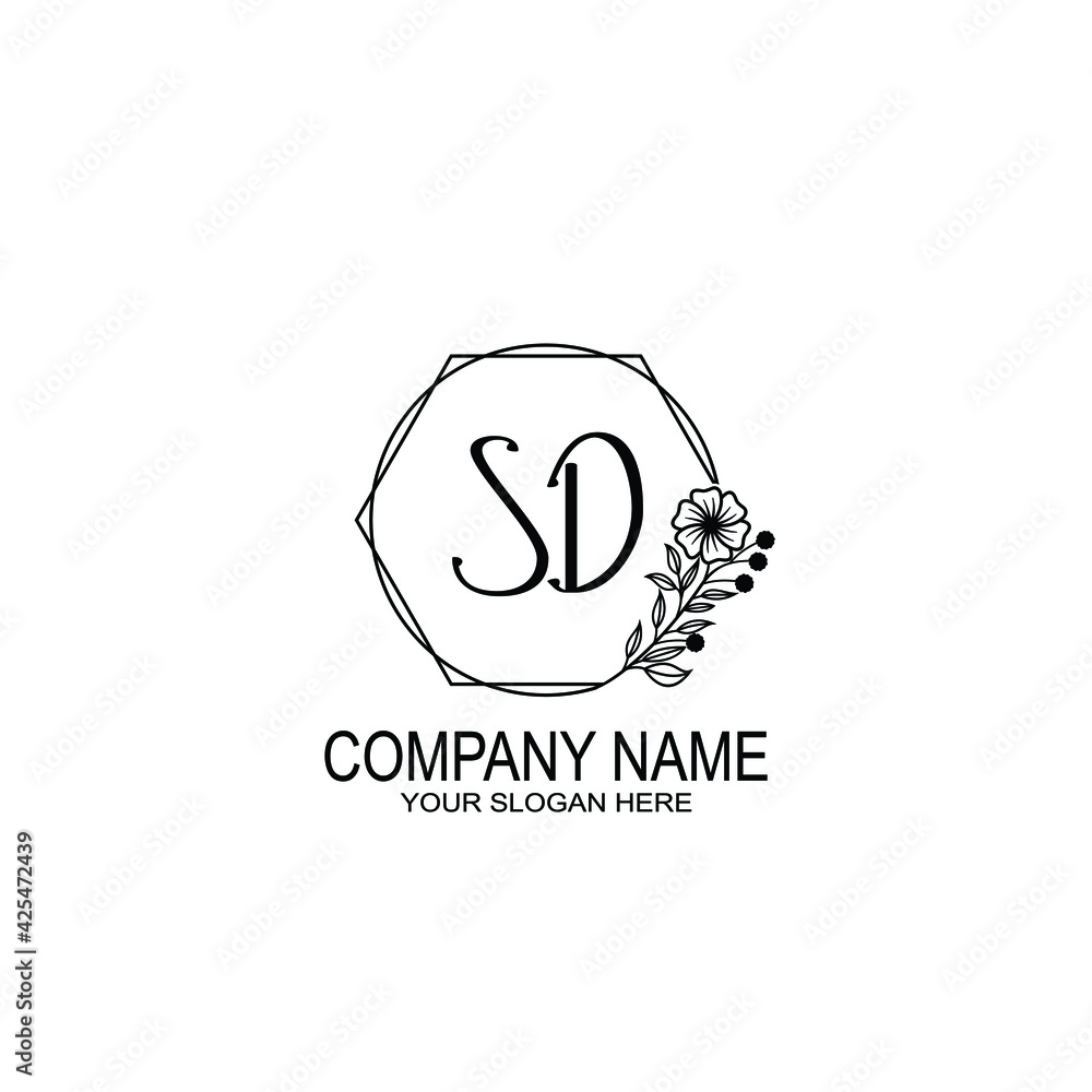 SD Initials handwritten minimalistic logo template vector SD Initials handwritten minimalistic logo template vector