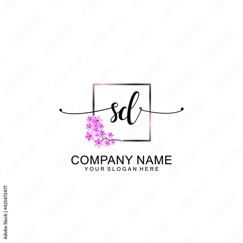 SD Initials handwritten minimalistic logo template vector SD Initials handwritten minimalistic logo template vector