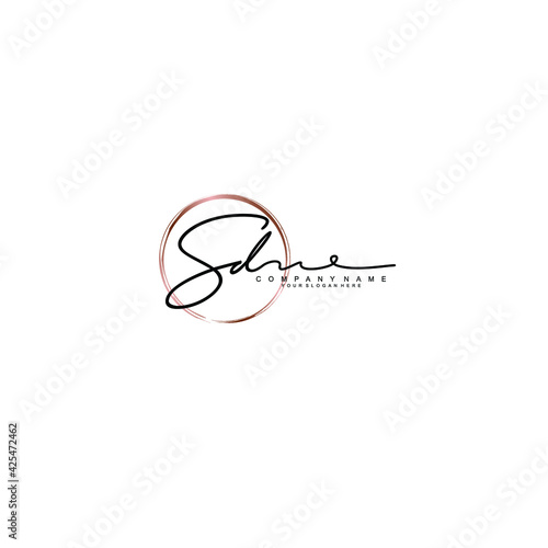 SD Initials handwritten minimalistic logo template vector