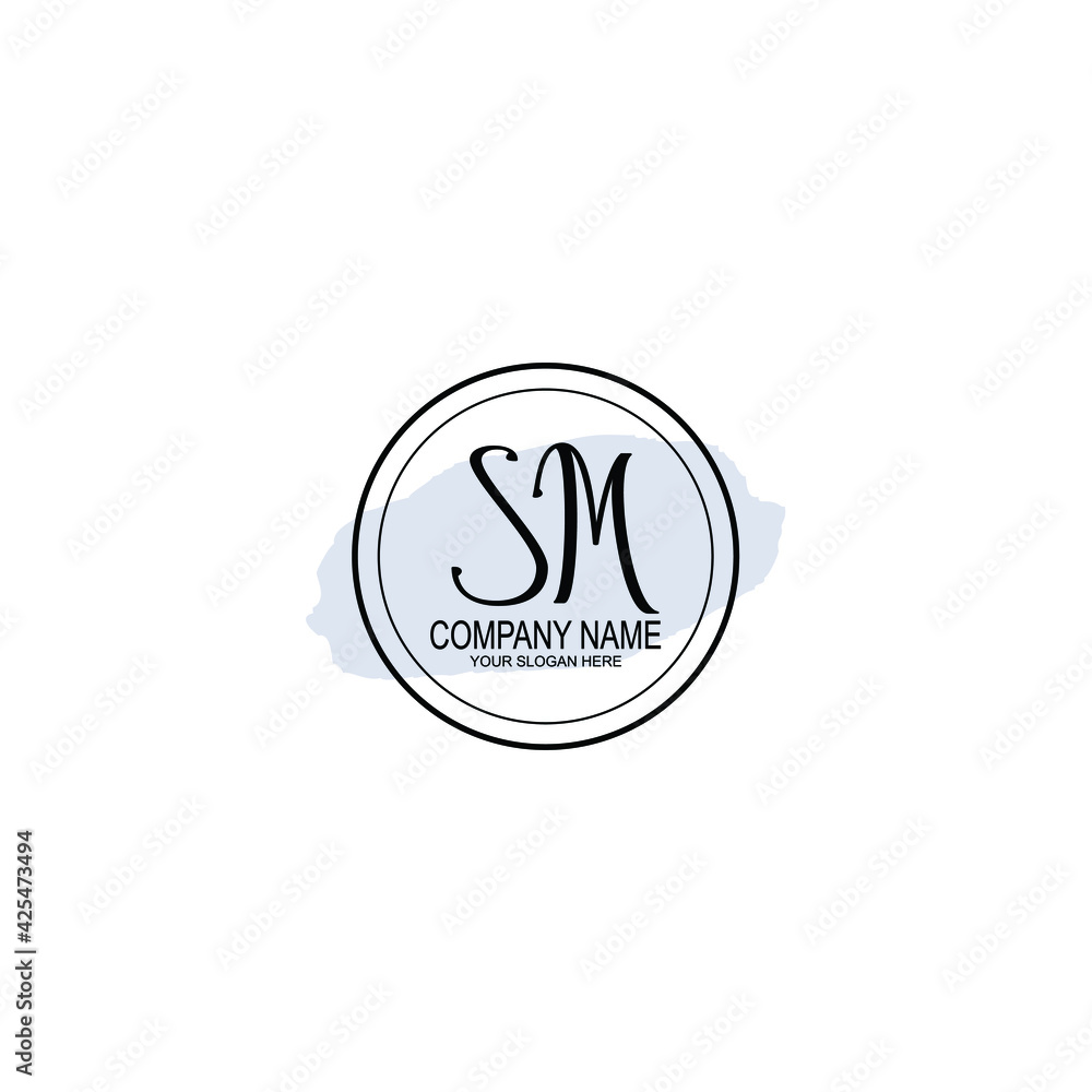SM Initials handwritten minimalistic logo template vector SM Initials handwritten minimalistic logo template vector